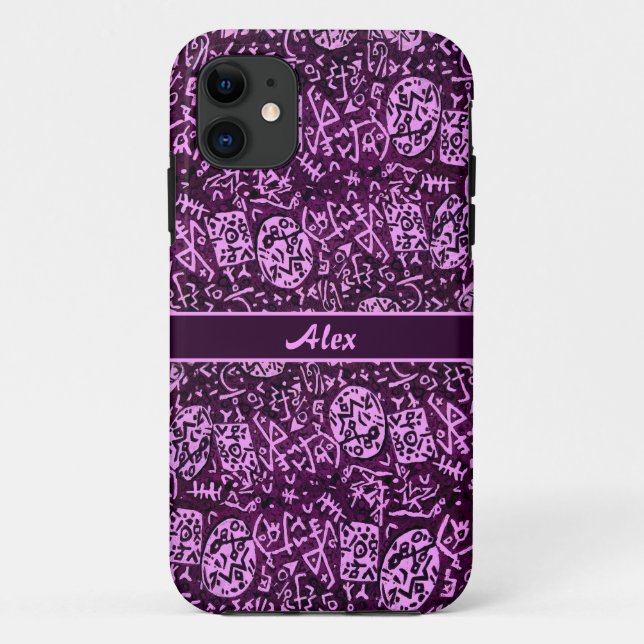 Purple Petroglyphs (customizable) Case-Mate iPhone Case (Back)