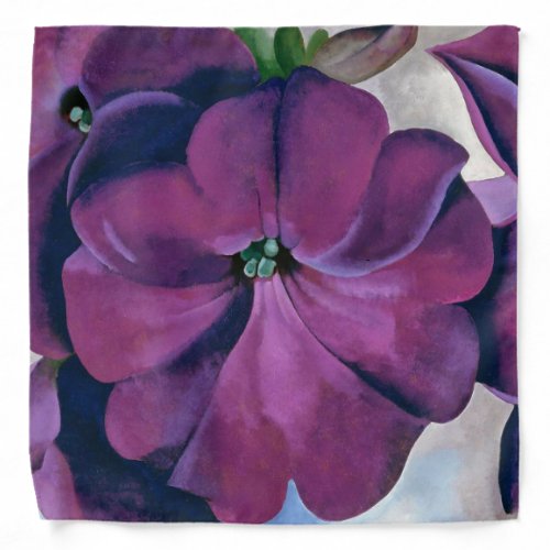 Purple petunia flower painting by Georgia OKeeffe Bandana