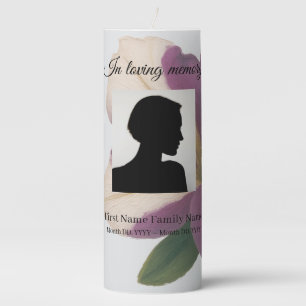 Purple petunia funeral memorial pillar candle