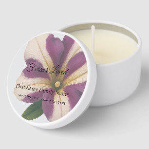 Purple petunia funeral mini candle favors