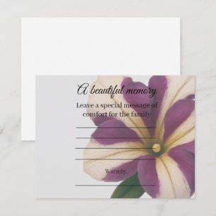 Purple petunia Memorial Message Card