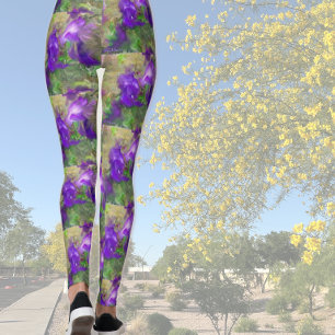 Purple Petunias Abstract Leggings