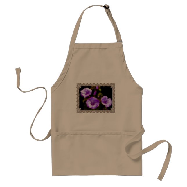 Purple Petunias in Lace Frame Adult Apron (Front)