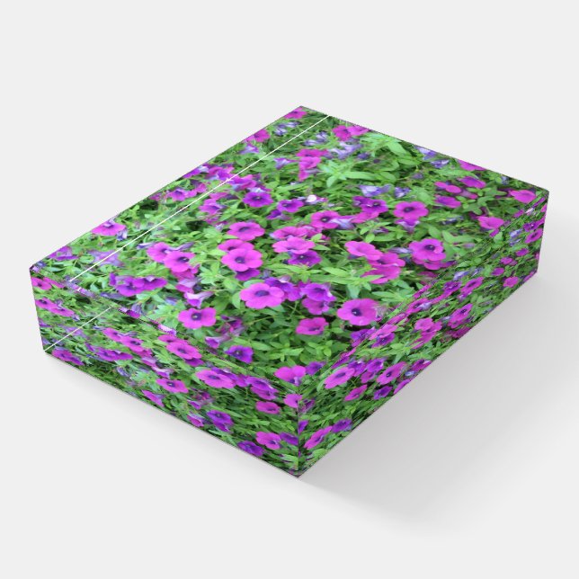 Purple Petunias Rectangular Paperweight (Angled)