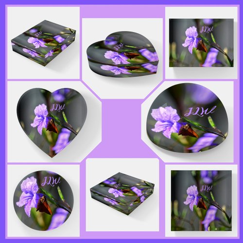 Purple Petunias Skipper Butterfly Photographic Paperweight