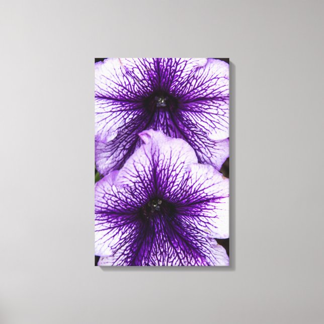 Purple Petunias Triptych Wall Art (Front)