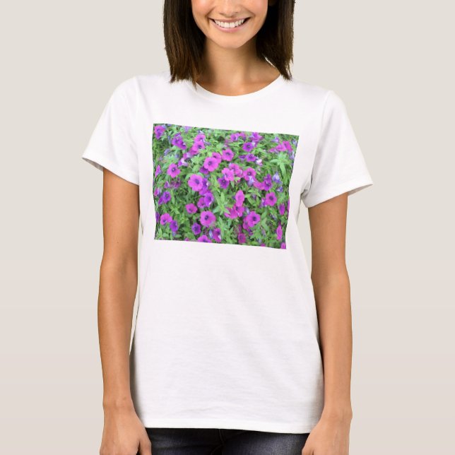 Purple Petunias Womens Baby Doll T-shirt (Front)