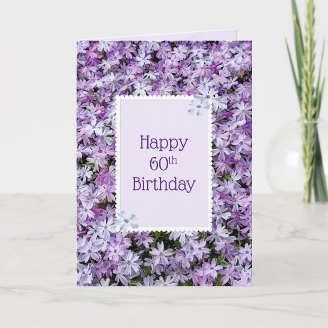 Purple Phlox For 60th Birthday Card (Front)