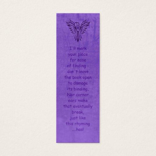 Customizable Purple Phoenix Rising, leather-effect bookmark Business Card