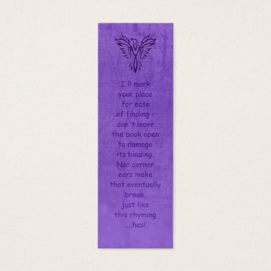 Purple Phoenix Rising, leather-effect bookmark (Front)