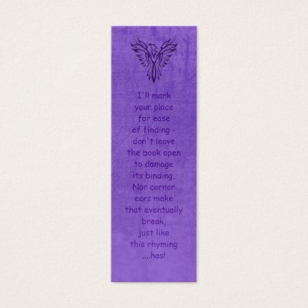 Purple Phoenix Rising, leather-effect bookmark Mini Business Card