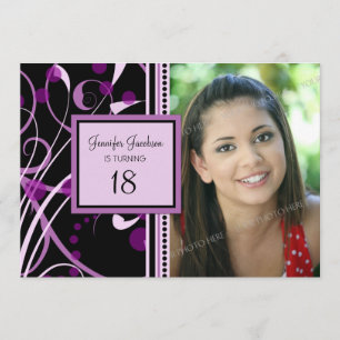 Purple Photo 18th Birthday Party Invitations