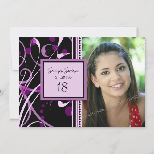 Purple Photo 18th Birthday Party Invitations