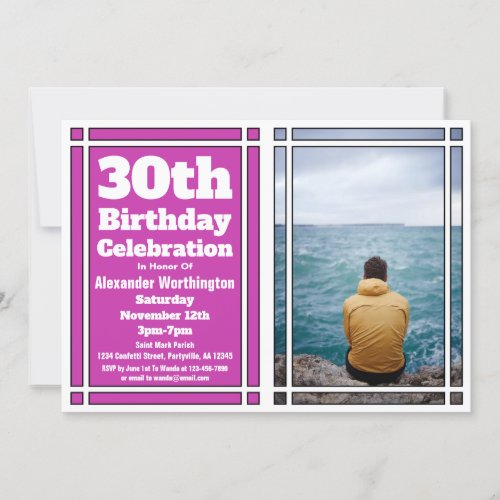 Purple Photo 30th Birthday Party Invitation