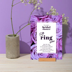Purple Photo Bridal Shower Ring Game Tabletop Card