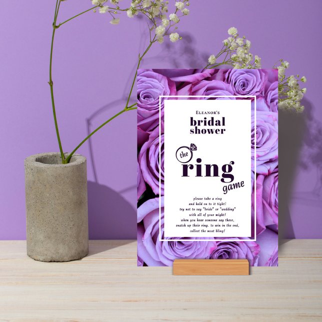 Purple Photo Bridal Shower Ring Game Tabletop Card (Creator Uploaded)