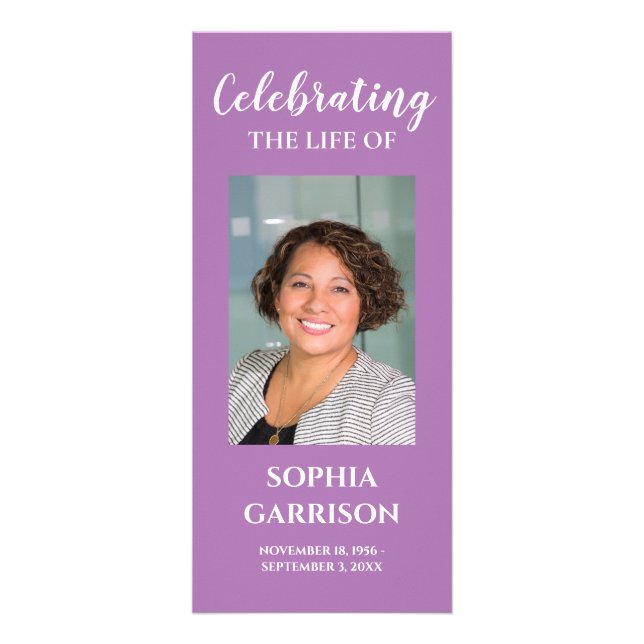 Purple Photo Celebration of Life Memorial Program (Front)