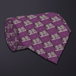 Purple Photo Checkerboard (Wide Rectangle) Neck Tie