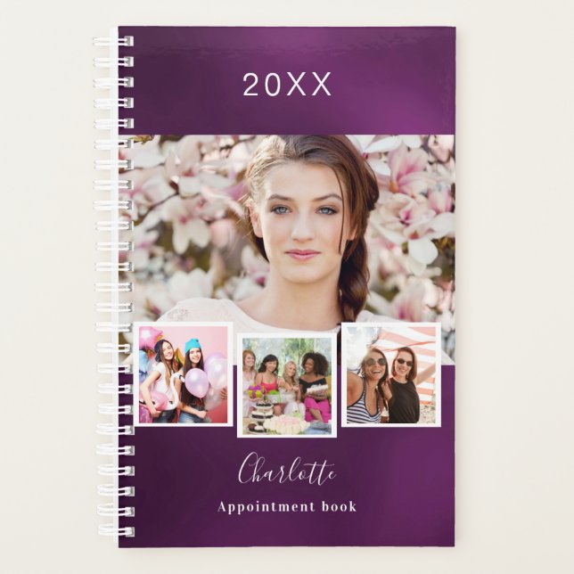 Purple photo collage appointment 2026 planner (Front)