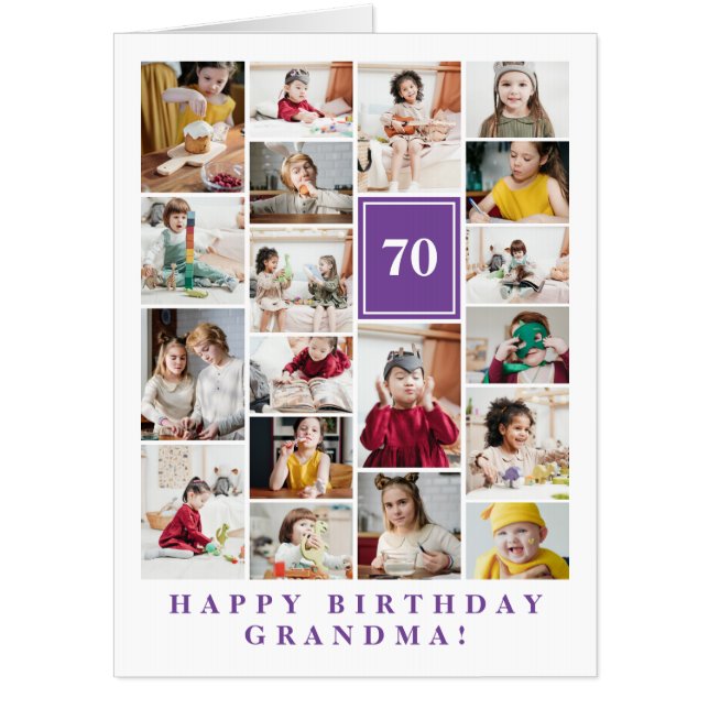 Purple Photo Collage Happy Birthday Grandma Big Card (Front)