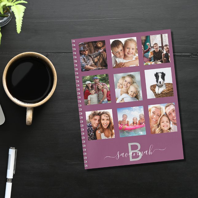 Purple photo collage monogram modern diary notebook (Creator Uploaded)