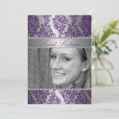 Purple Photo Floral Print Sweet 16 Birthday invite (Standing Front)