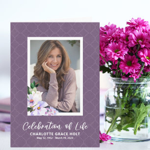 Purple Photo Flowers Memorial Program