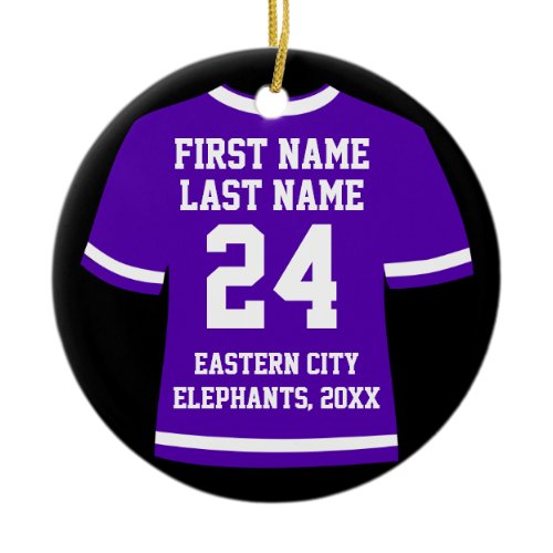 Purple Photo Football Soccer Hockey Sports Jersey Ceramic Ornament