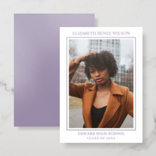 Purple Photo Graduation Announcement Letterpress 
