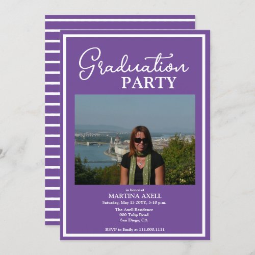 Purple Photo Graduation Party Invitation