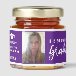 Purple Photo Graduation Thank you Honey Jar Favors