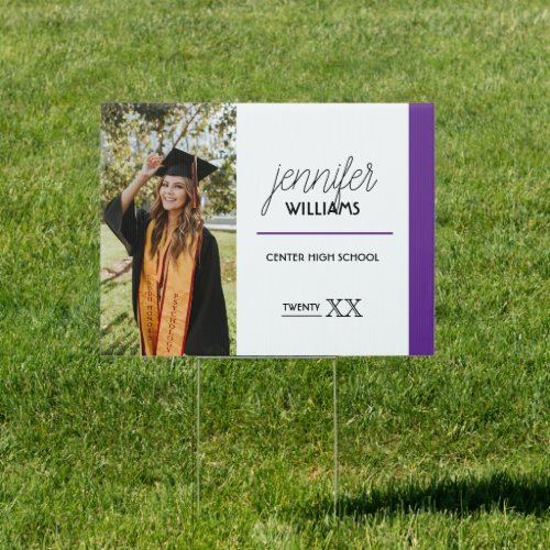 Purple Photo Graduation Yard Sign
