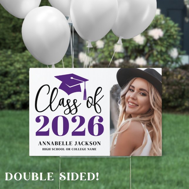 Purple Photo Graduation Yard Sign (Purple Photo Graduation Yard Sign)