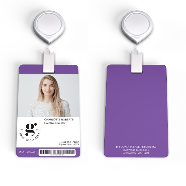 Purple Photo ID Badge with Barcode (Creator Uploaded)