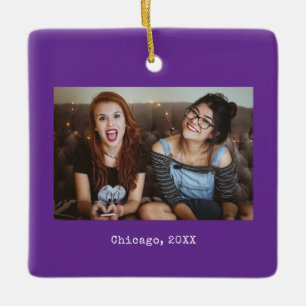 Purple Photo Keepsake Christmas Ceramic Ornament