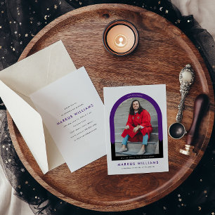 Purple Photo Modern Arch Simple Graduation Party Invitation