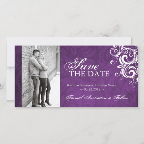 Purple Photo Save The Date Invitation