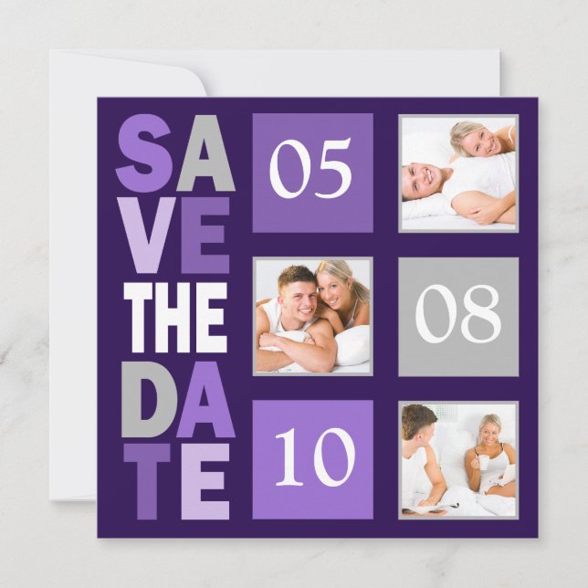Purple Photo Save The Date Invitations (Front)