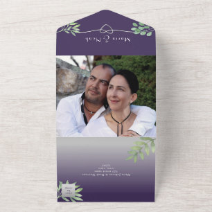 Purple Photo Wedding All In One Invitation