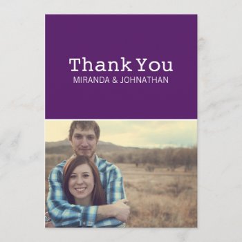 Purple Photo Wedding Thank You Cards by AllyJCat at Zazzle