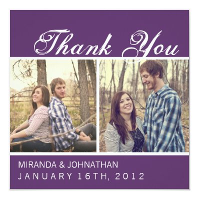 Purple Photo Wedding Thank You Cards