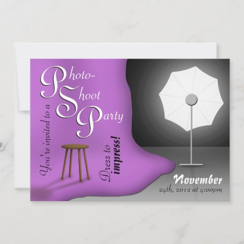 Purple Photoshoot Party Invitations