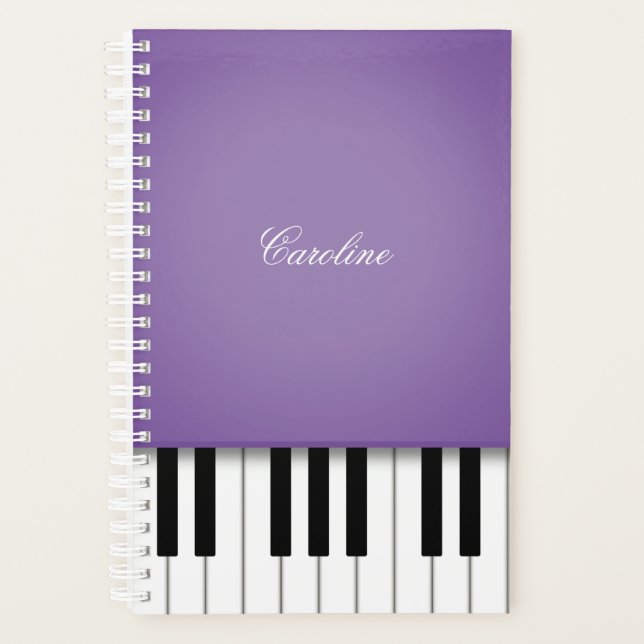 Purple Piano Keyboard Personalized Music Planner (Front)