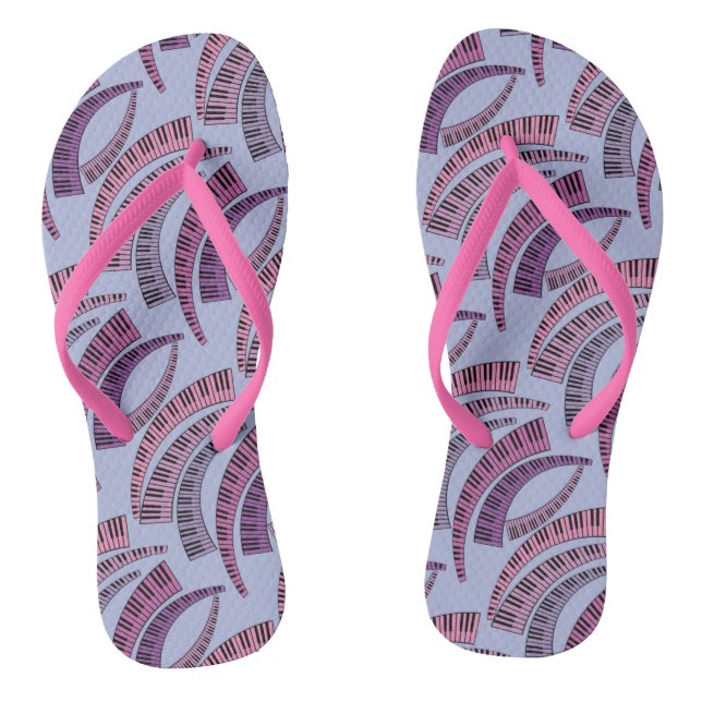 Purple Piano Keys Curved Flip Flops (Footbed)