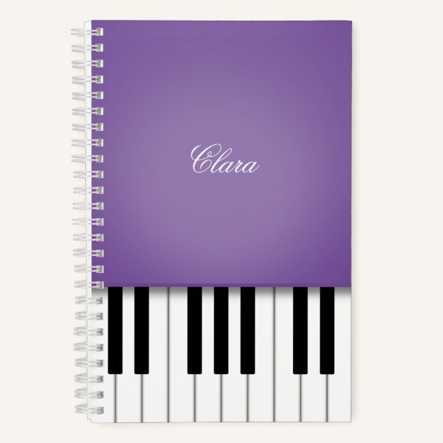 Purple Piano Music Keyboard Personalized Noteboo Notebook (Front)