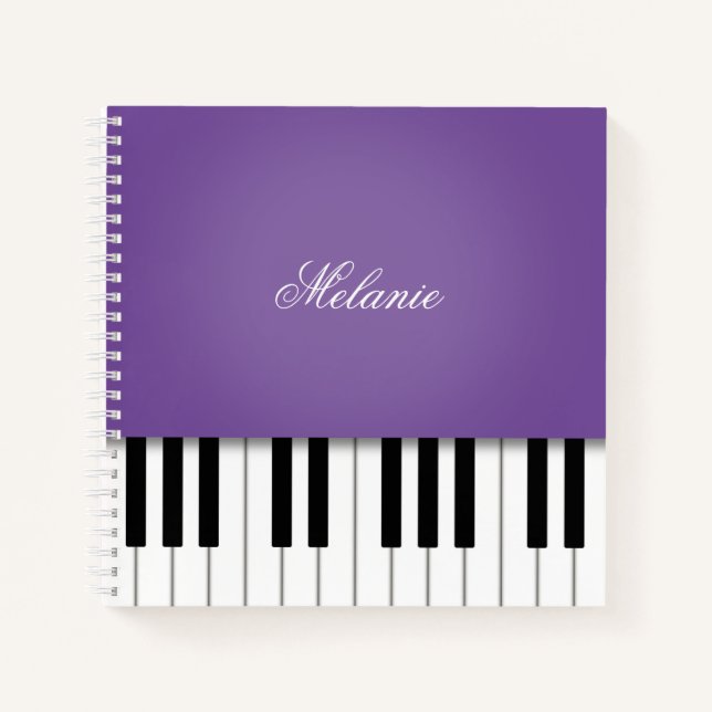 Purple Piano Music Keyboard Personalized Notebook (Front)