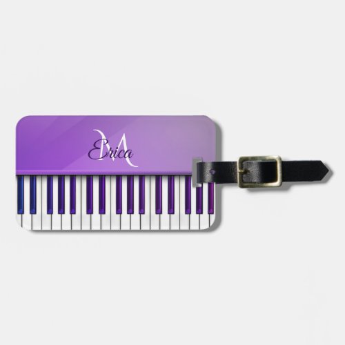 Purple Piano Personalized  Music Luggage Tag
