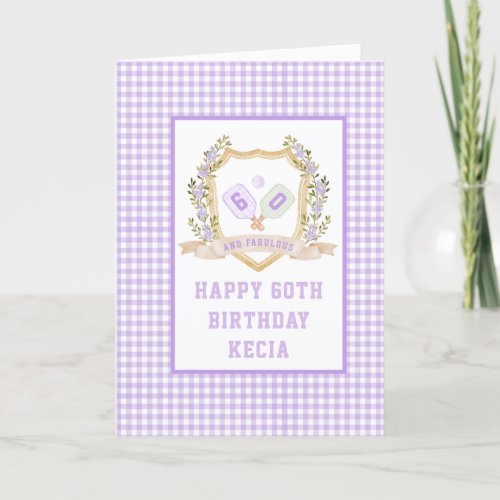 Purple Pickleball Birthday Card