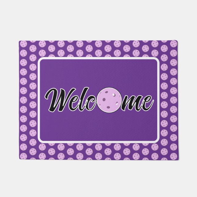 Purple Pickleball Court Home Entryway Welcome Doormat (Front)
