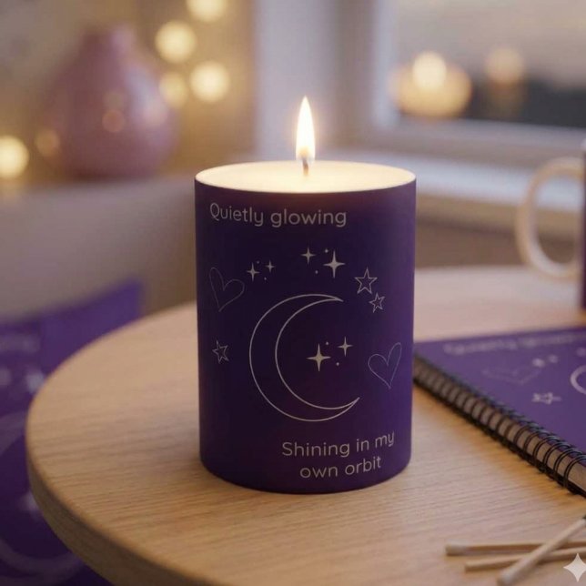 Purple Pillar Candle – Celestial Line Art Candle (Creator Uploaded)